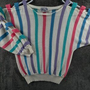 Vintage 70s Fair Isle Sweater Womens Small Boho Kimono Sleeve